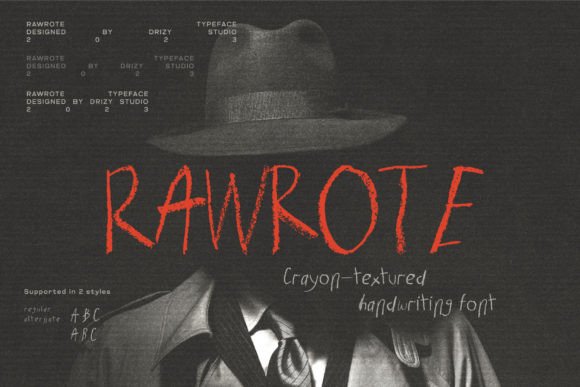 Rawrote – Unique Crayon-Textured Font